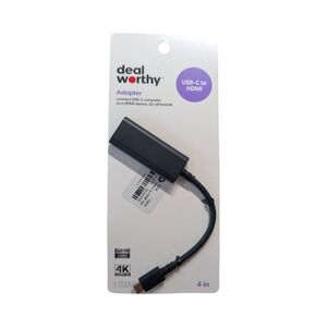 Nn9-O Dealworthy USB-C to HDMI Adapter 4K | 4" Cable | Plug & Play | Black